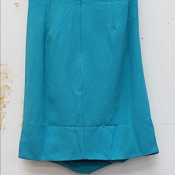 Turquoise poly-crepe frill top and pleated balloon bottom dress - Picture 2 of 2